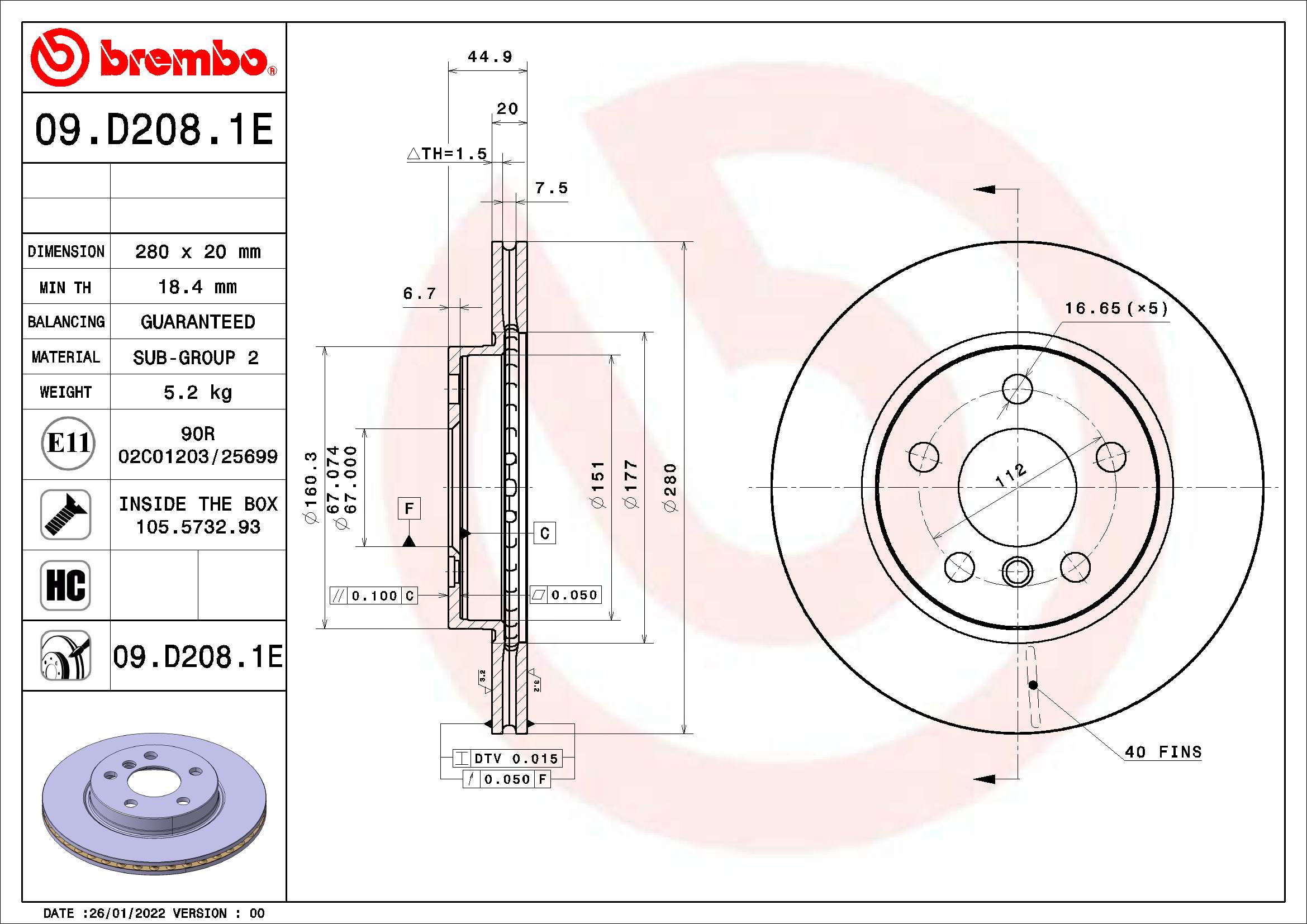 BREMBO KT 08 011 Bremsensatz, Scheibenbremse BEYOND LINE - EV