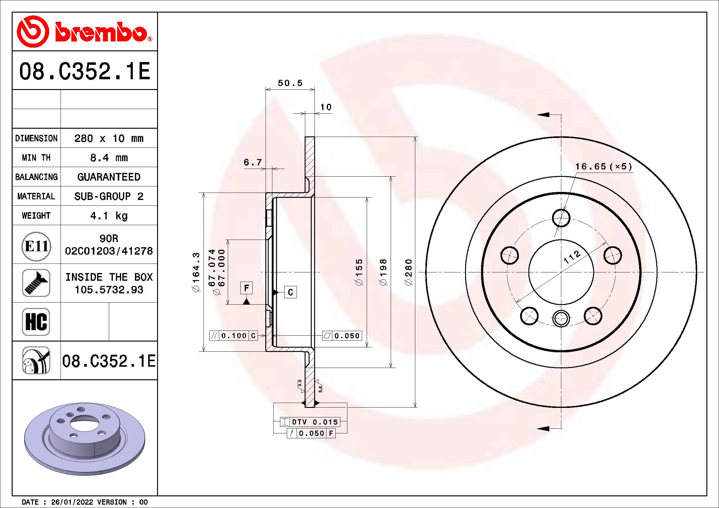 BREMBO KT 08 012 Bremsensatz, Scheibenbremse BEYOND LINE - EV