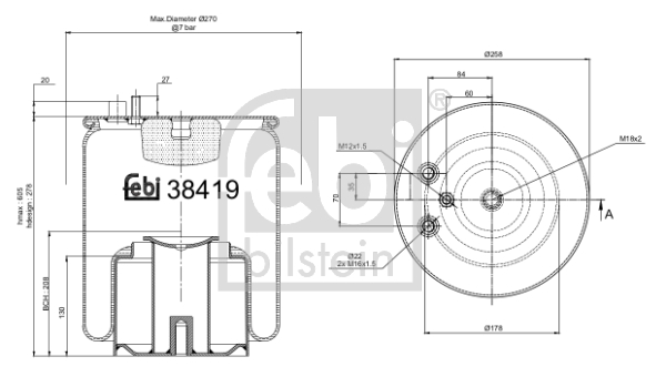FEBI BILSTEIN 38419 Körük, havalı süspansiyon